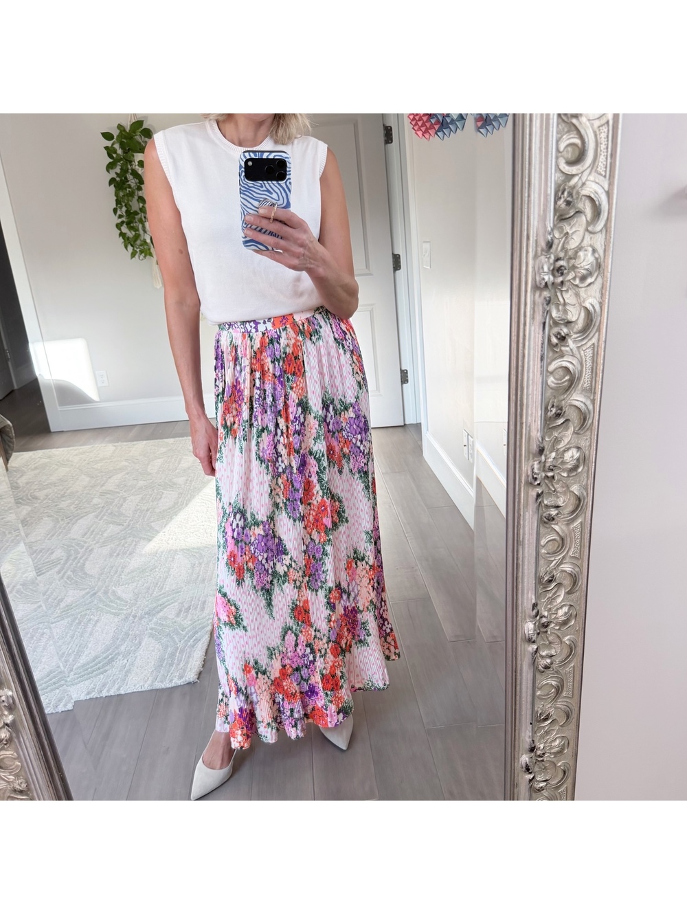 Vintage Union Made Floral Pleated Maxi Skirt Size XS